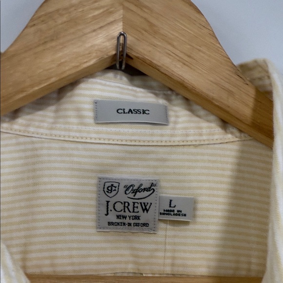 J. Crew Men's Yellow White Strpes Cotton Oxford Classic Long Sleeve Shirt Size L - Picture 2 of 9